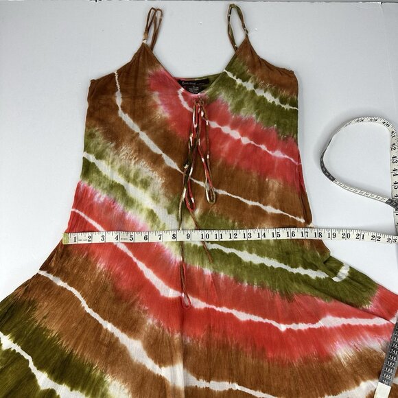 Solitaire LA Women's Multi-Colored Tie Dye Bohemian Maxi Sun Dress Size M/C33 - Picture 7 of 9